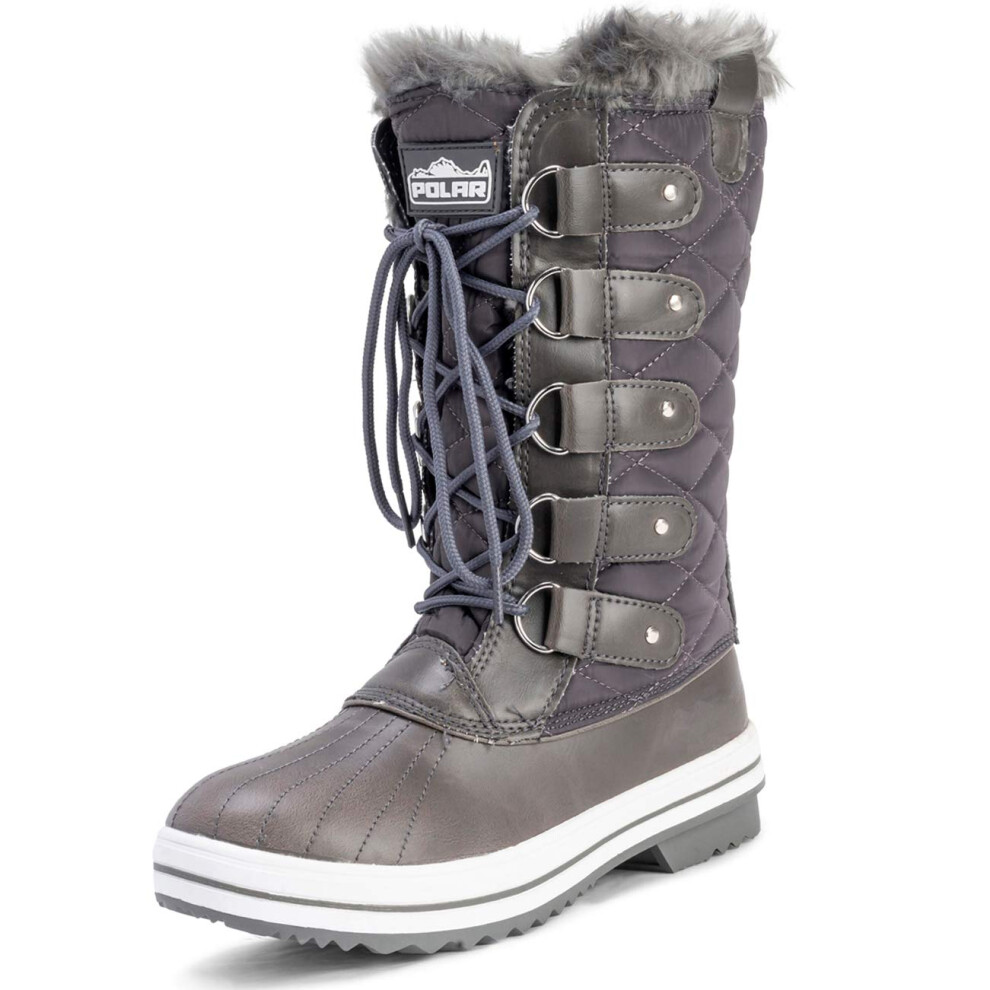 POLAR Womens Snow Boot Nylon Tall Winter Fur Lined Snow Warm Waterproo