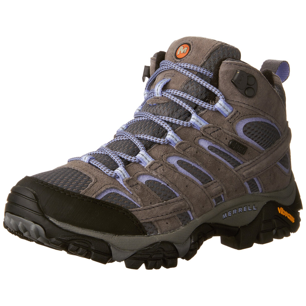 Merrell Women's Moab 2 Mid Waterproof Grey/Periwinkle Hiking Boot 8 M