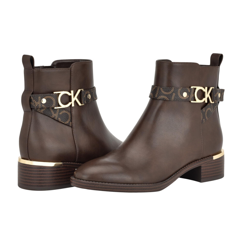 Calvin Klein Women's Dhara Ankle Boot  Patent  9.5