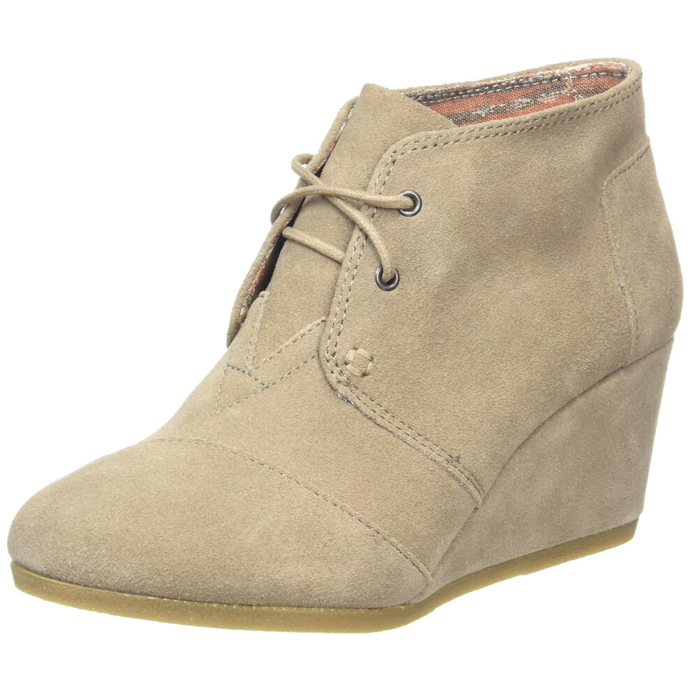 Toms Womens Desert Wedge Boot Taupe Suede Size 9.5