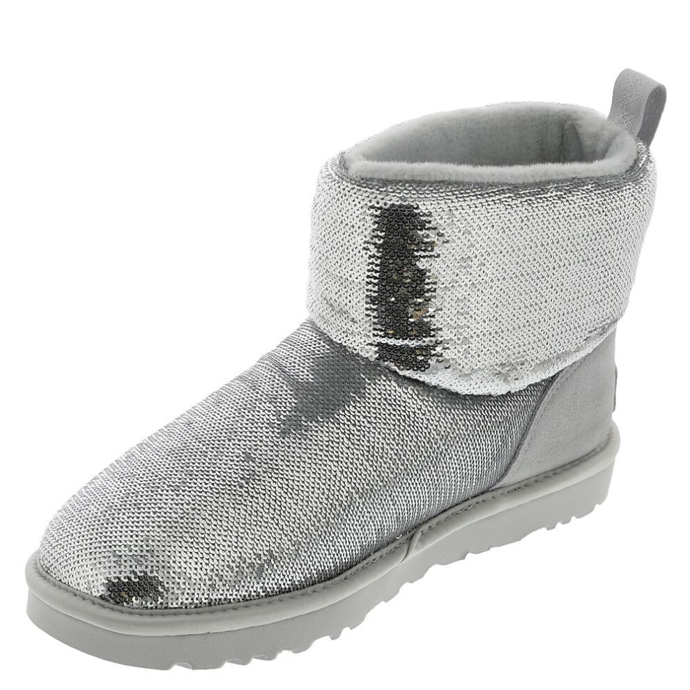 UGG Women's Classic Mini Mirror Ball Boot  Silver  6