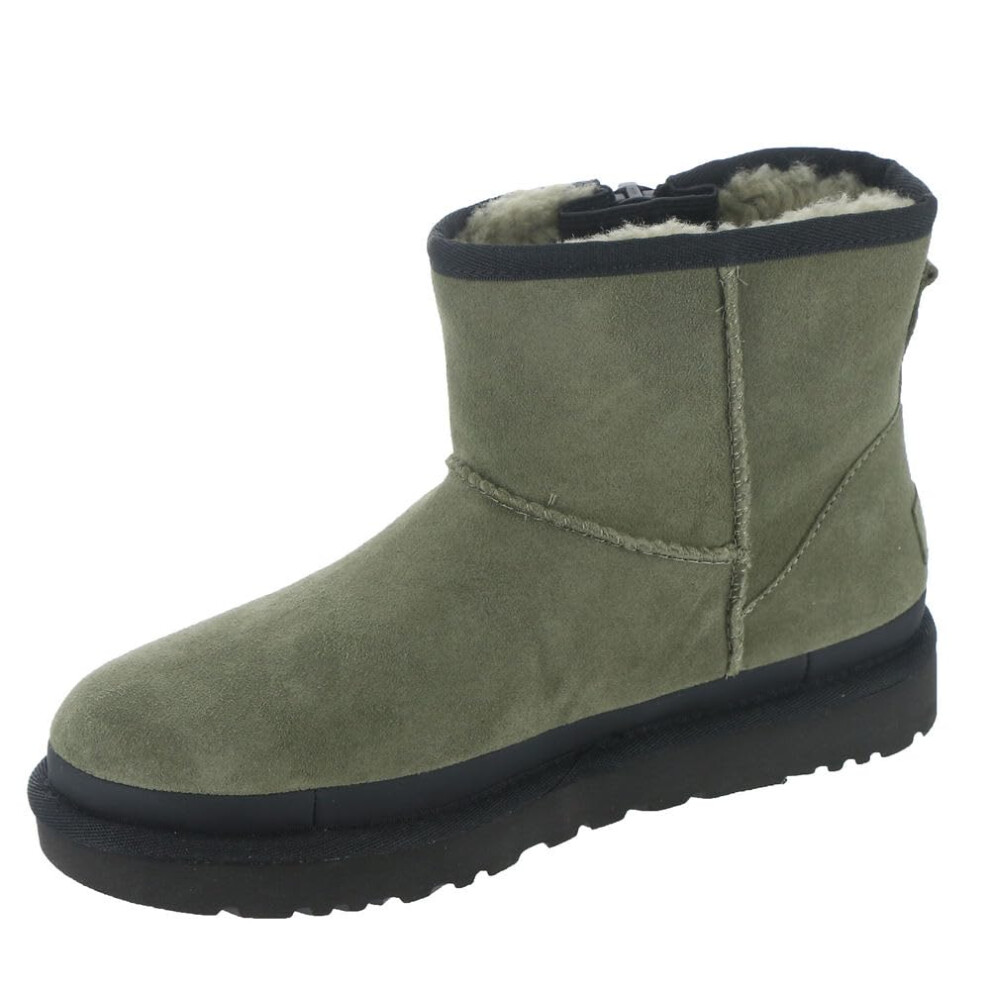 UGG Women's Classic Mini Zipper Tape Logo Boot  Burnt Olive  7