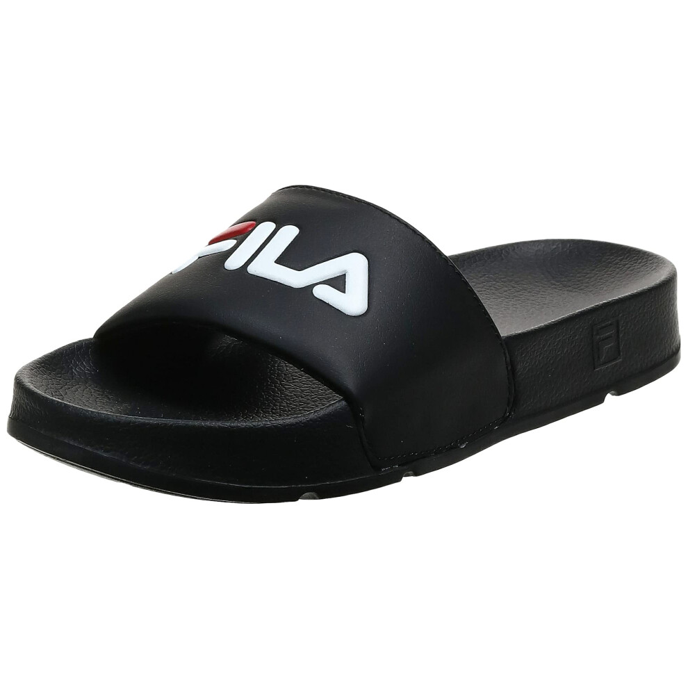 Fila Women's Drifter Slide Sandal  Black red/White  6 Medium US