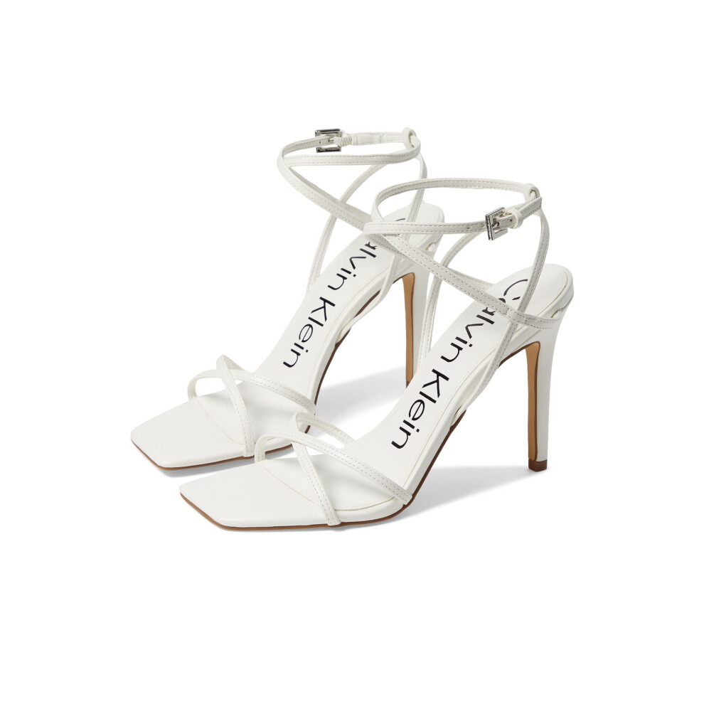 Calvin Klein Women's TEGIN Heeled Sandal  White  6