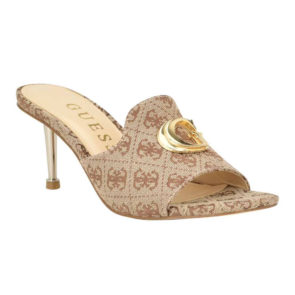 GUESS Women's SNAPPS Heeled Sandal  Beige/Brown 210  8.5