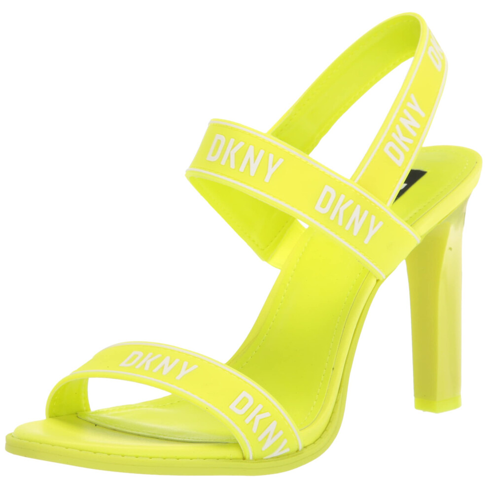 DKNY Women's Logo Slingback Open Toe Heel Heeled Sandal  Zest/WHT  6