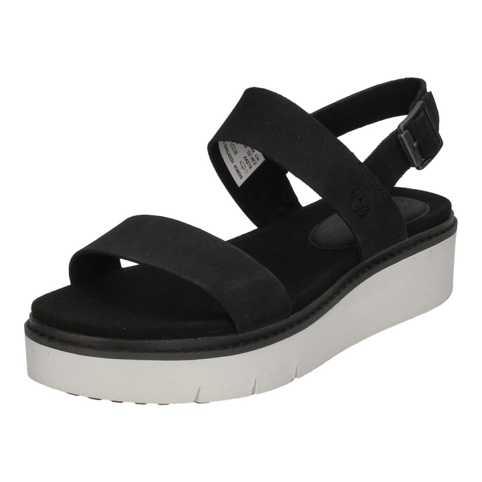 Timberland Women's Safari Dawn 2-Band Sandal  Black Nubuck  5.5