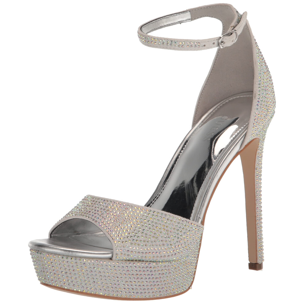 Guess Women's CADLY Heeled Sandal  Silver Shimmer 040  7