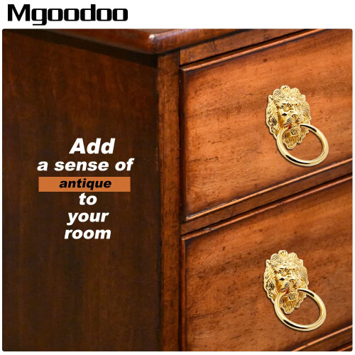 Mgoodoo 5pcs Drawer Lion Head Pull Handle Knob Dresser Cabinet Pull Ri 1