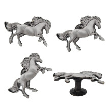 haowei Horse Knob, 4 Pcs Zinc Alloy Pulls Handles for Dresser Drawer Kitchen Cabinet Wardrobe Cupboard - Ancient Silver Furniture Decorative Handles w