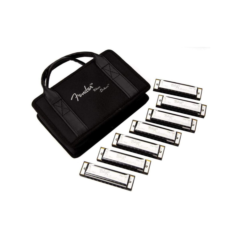 Fender Blues Deluxe Harmonica  Pack of 7 with case (Keys C  G  A  D  F