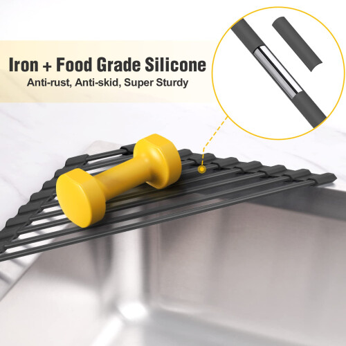 Tomorotec Scolapiatti arrotolabile triangolare piccolo con rivestimento in silicone 2