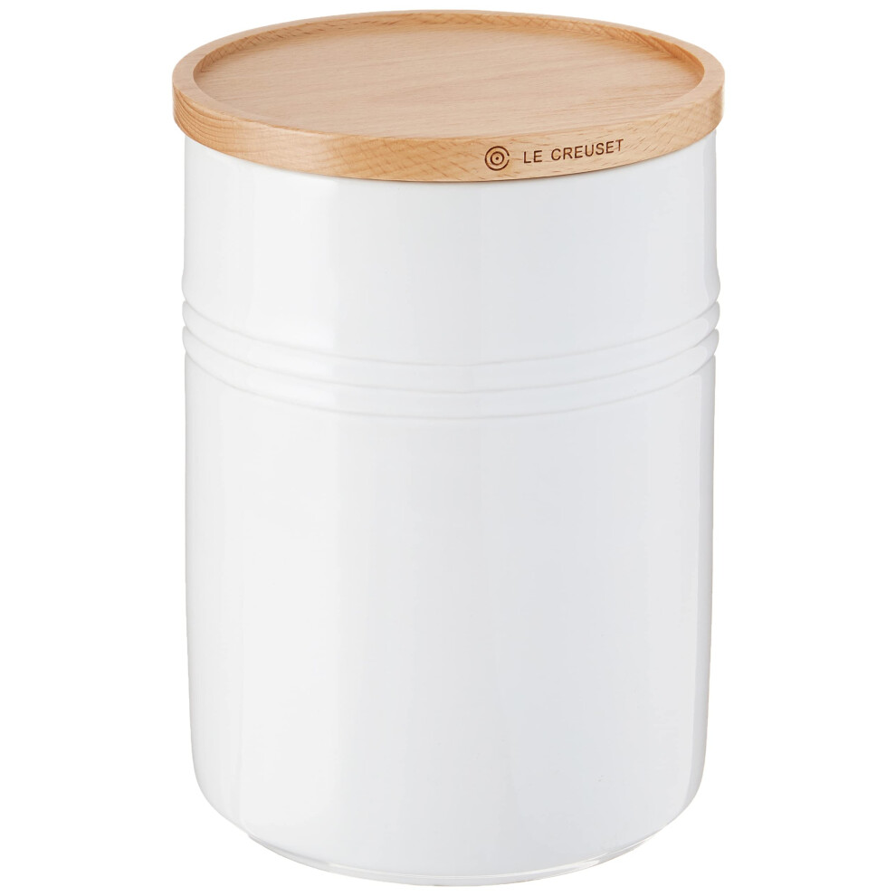 Le Creuset Stoneware Canister with Wood Lid  2.5 qt. (5.5"" diameter)