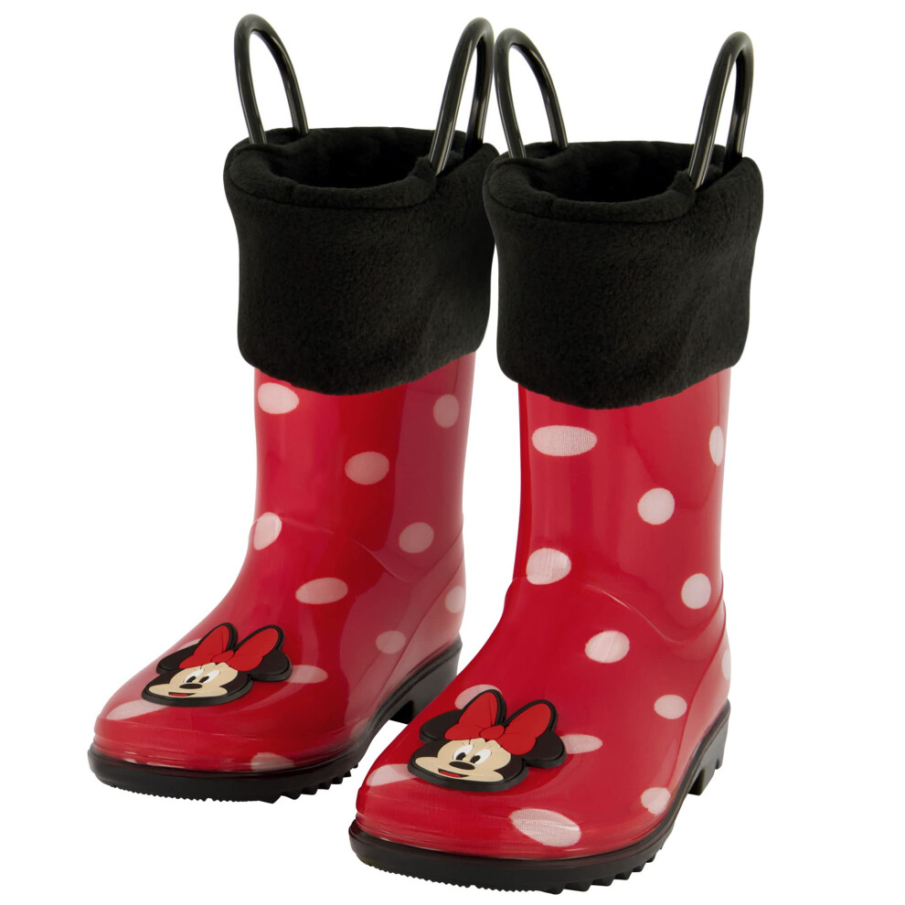 Disney Girls Minnie Mouse Toddler Rain Boots with Soft Removable Liner