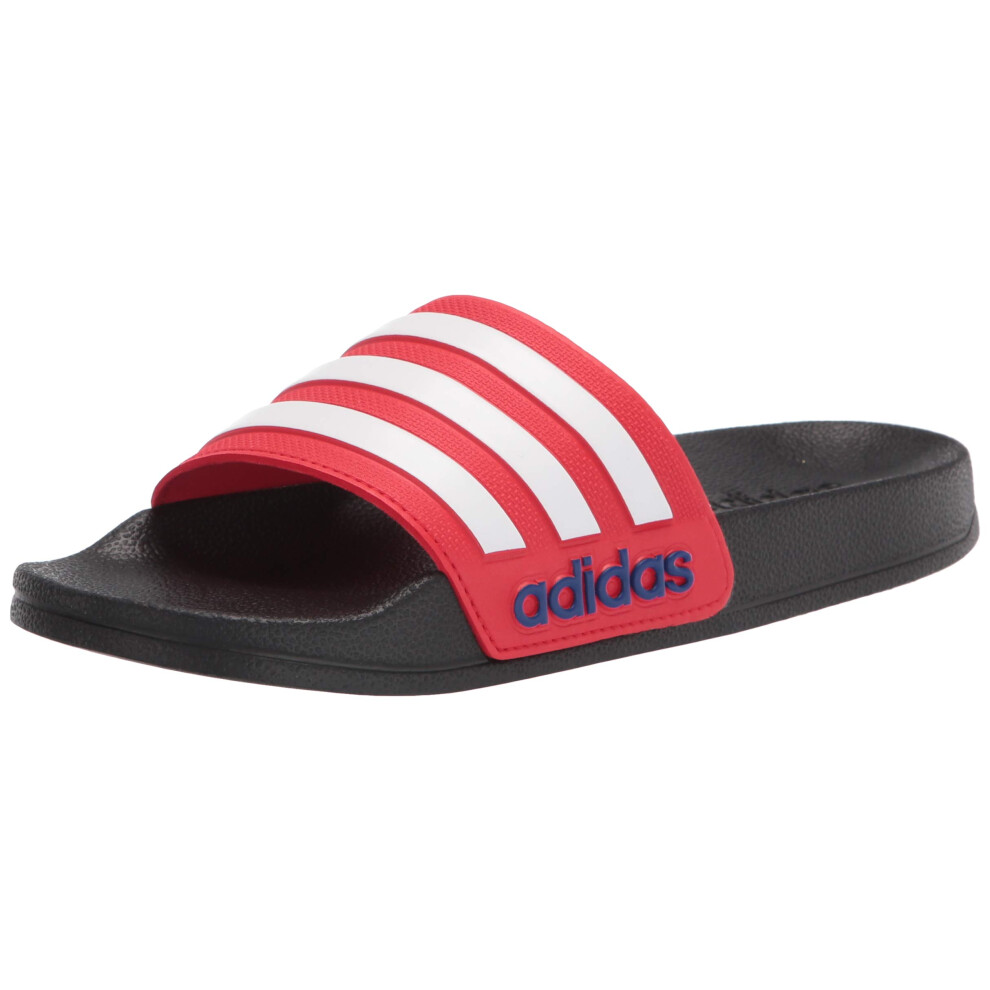 adidas Adilette Shower Slides Sandal  Black/White/Vivid Red  11 US Uni