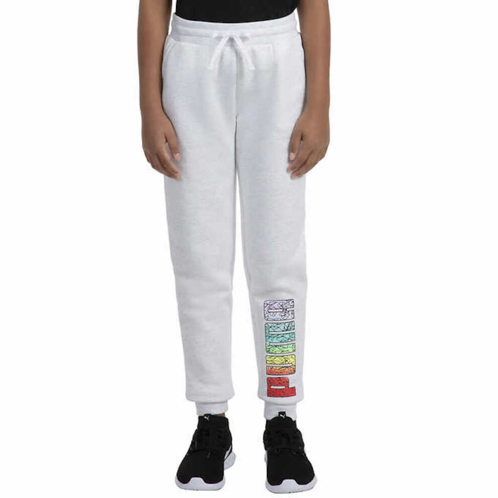 PUMA Youth Girl's Jogger Pant (Large(14/16)  White)