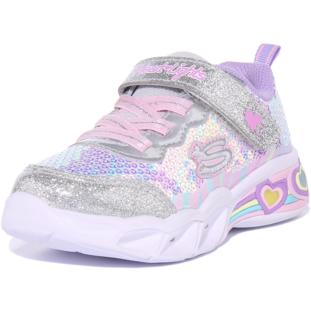 Skechers Kids Girls Sweetheart Lights -Lets Shine Sneaker  Silver/Mult