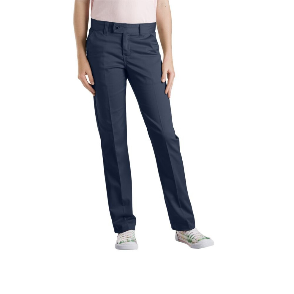 Dickies Big Girls' Stretch Slim Straight Pant  Dark Navy  12