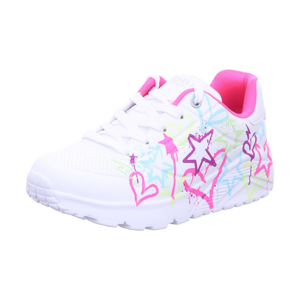 Skechers Kids Girls Uno Lite-My Drip Sneaker  White/Mint  13 Little Ki