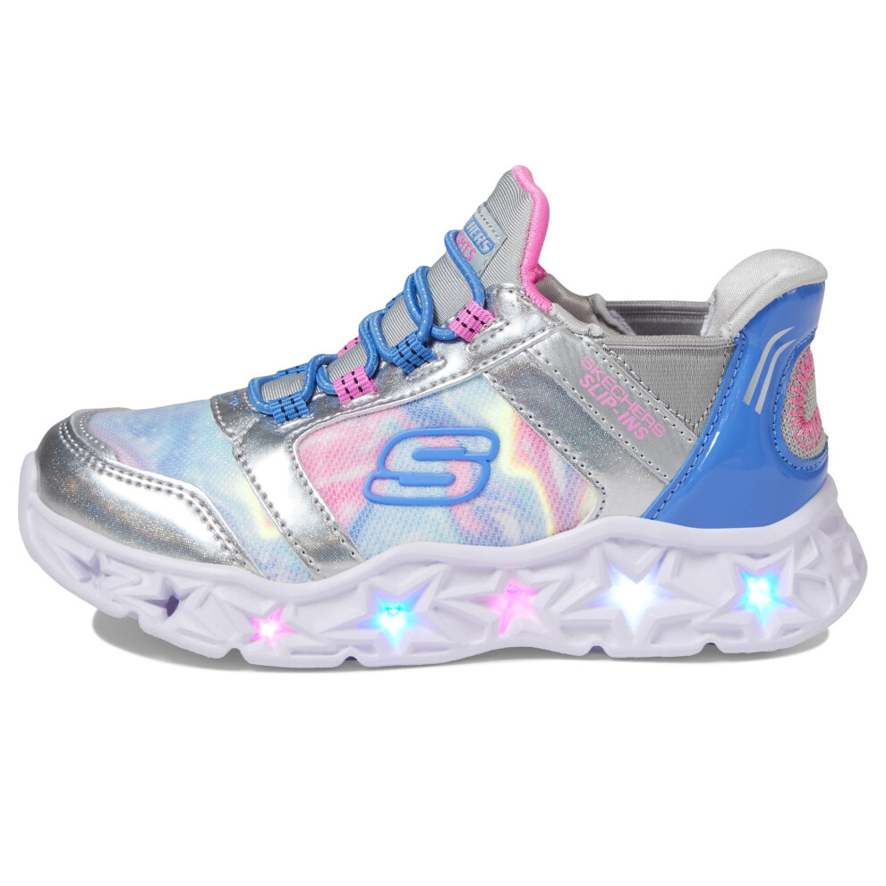 Skechers Kids Girls Galaxy Lights-Tie Dye Takeo Sneaker  Silver/Multi