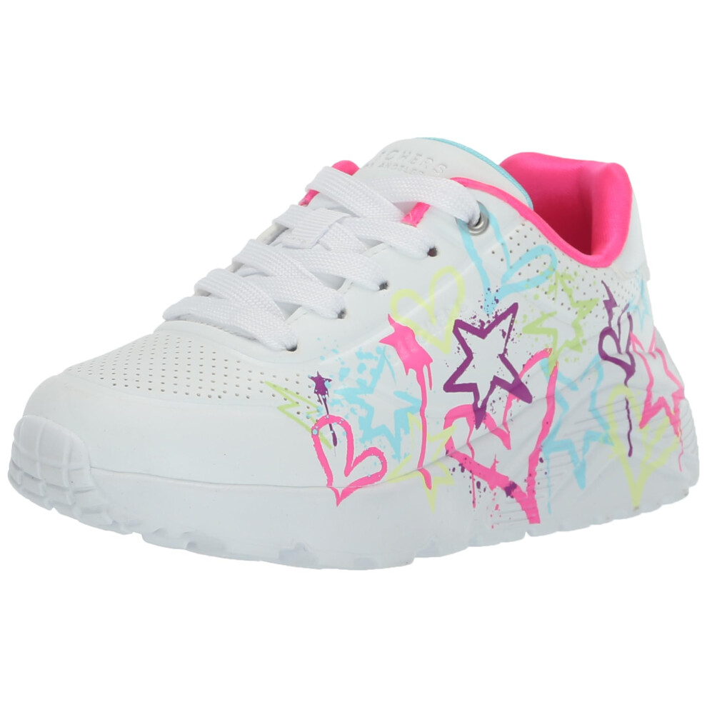 Skechers Kids Girls Uno Lite-My Drip Sneaker  White/Mint  2.5 Little K