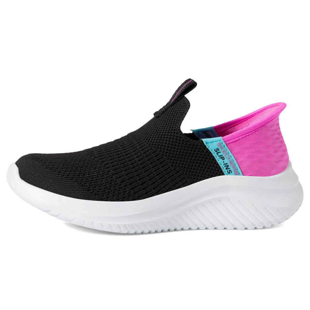 Skechers Kids Girls Ultra Flex 3.0-Fresh Time Sneaker  Black/Pink  4.5