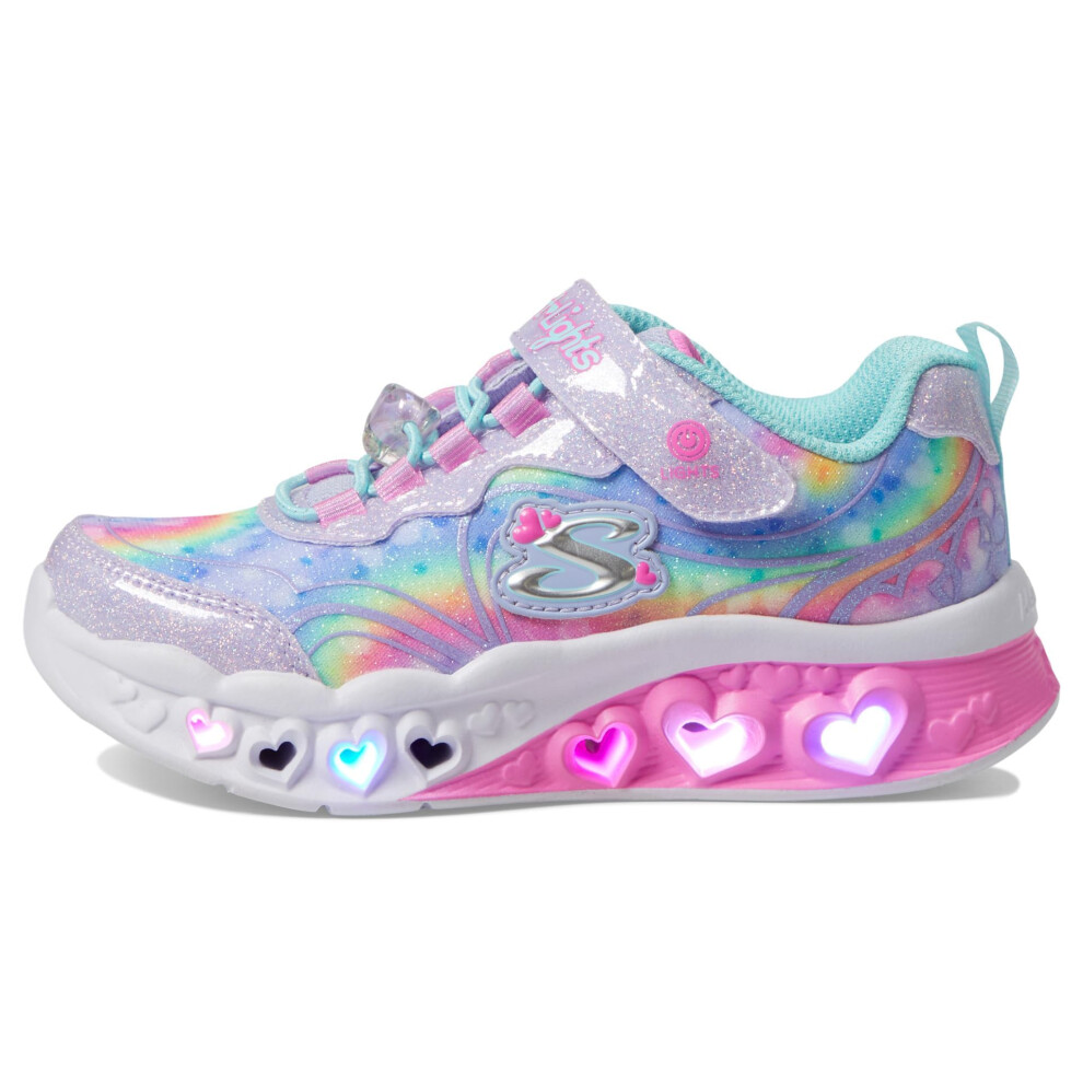 Skechers Kids Girls Flutter Heart Lights-Groovy Sneaker  Lavender/Aqua