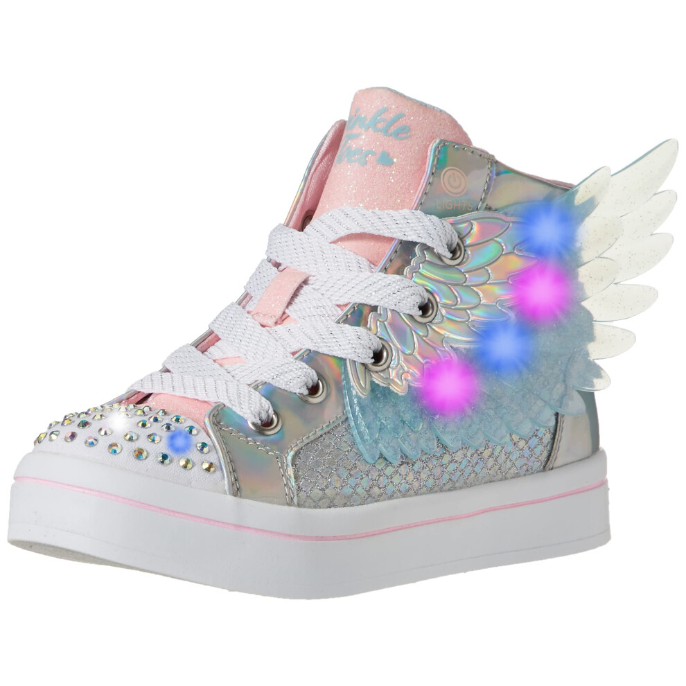 Skechers girls Twi-lites- Unicorn Wings Sneaker  Silver Pink  12 Littl