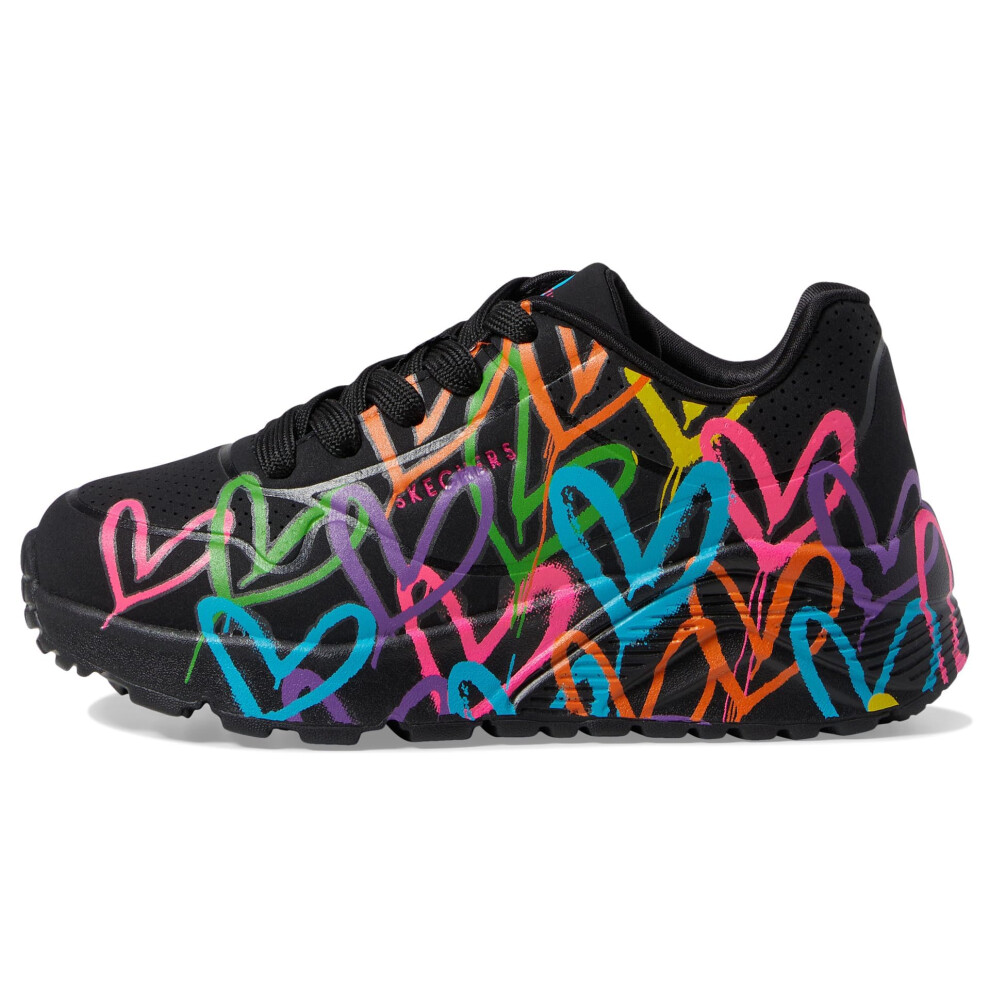 Skechers Girls Uno Lite-Spread The Love Sneaker  Black/Multi  5.5 Big