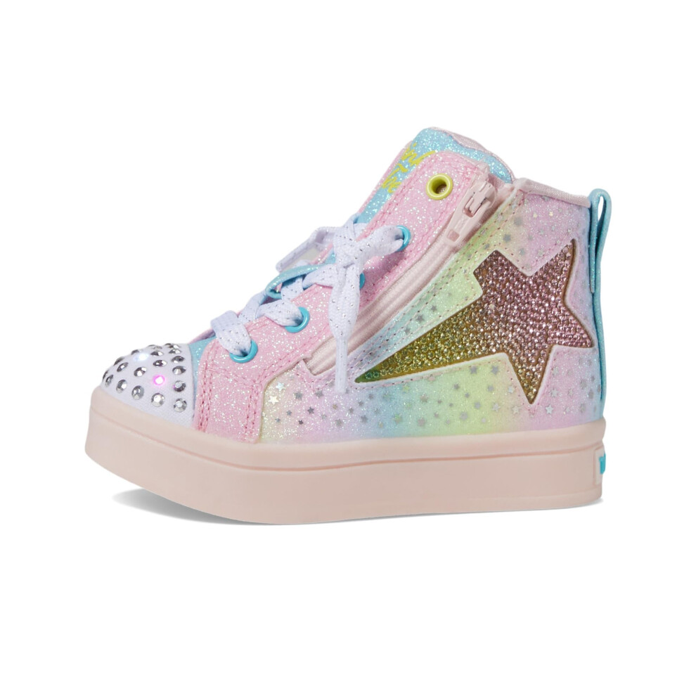 Skechers Girls TWI-Lites 2.0-Star ZIPS Sneaker  Pink/Multi  13.5 Littl