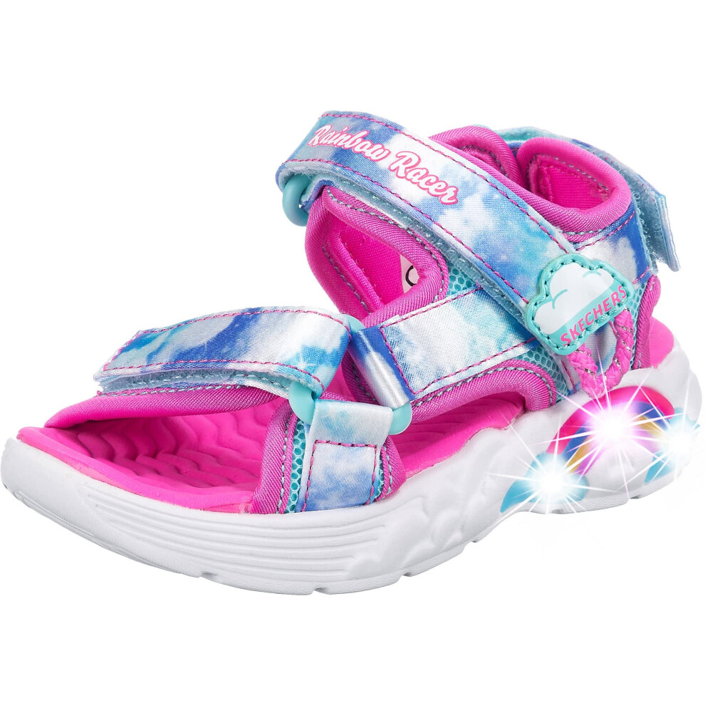 Skechers Kids Girl's Rainbow Racer Sneaker  Blue  3.5 Big Kid