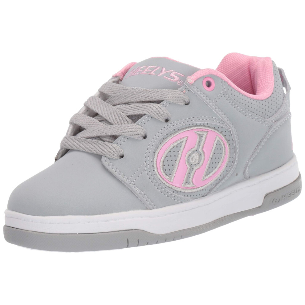 Heelys Girl's Voyager Tennis Shoe  Grey/Light Pink  2 M US Big Kid