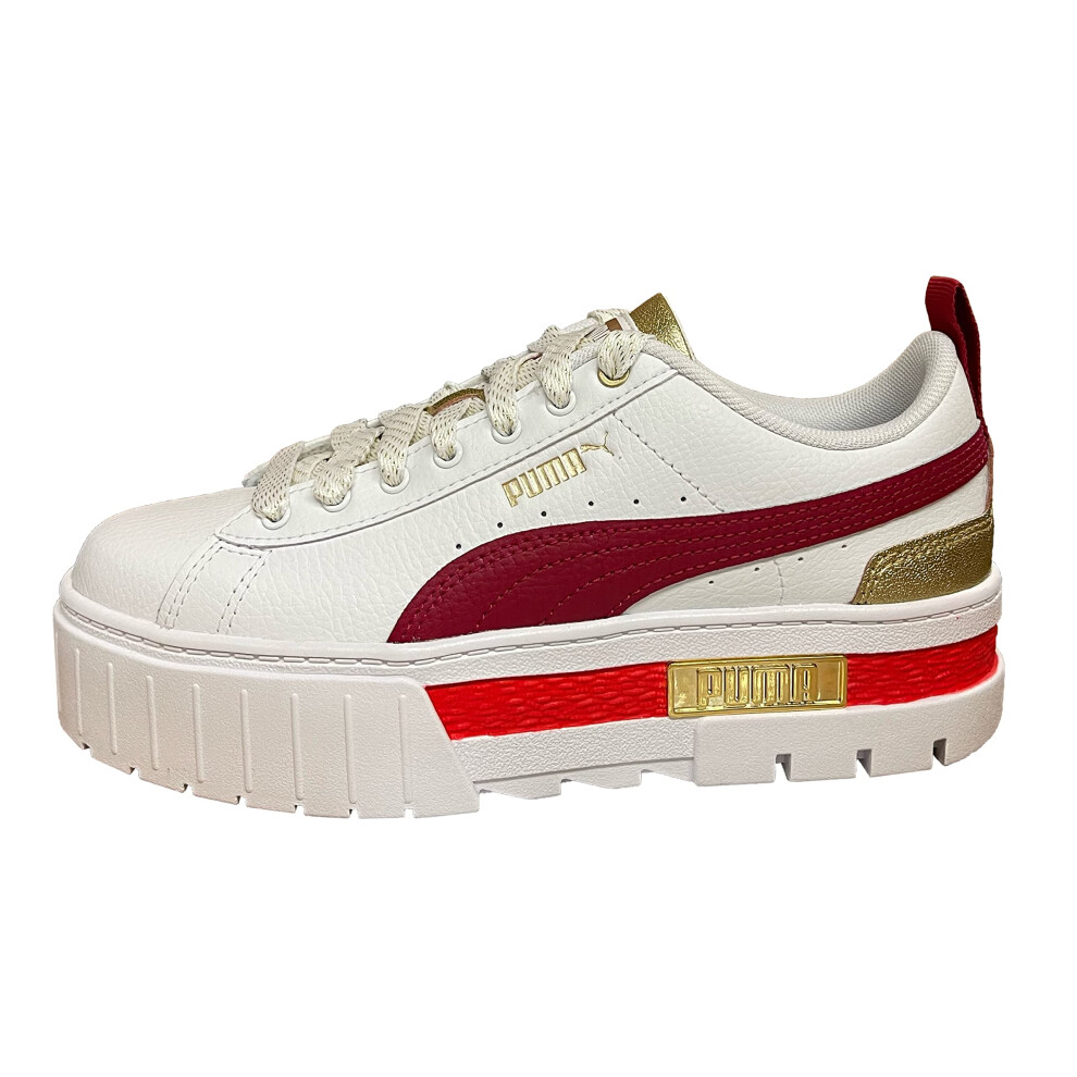 PUMA Mayze Glitz (Big Kid) Puma White/Persian Red/Puma Team Gold 6.5 B