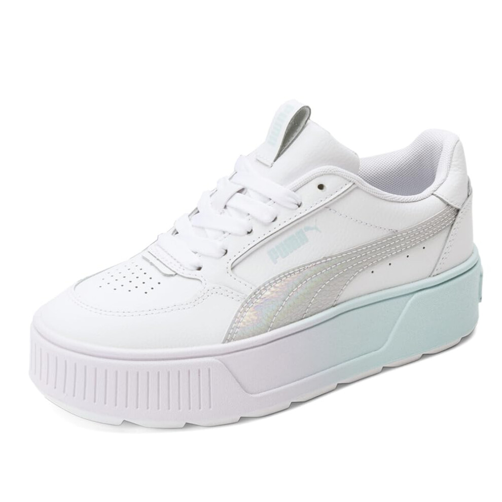 PUMA unisex child Karmen Rebelle Sneaker  Puma White-light Aqua-light