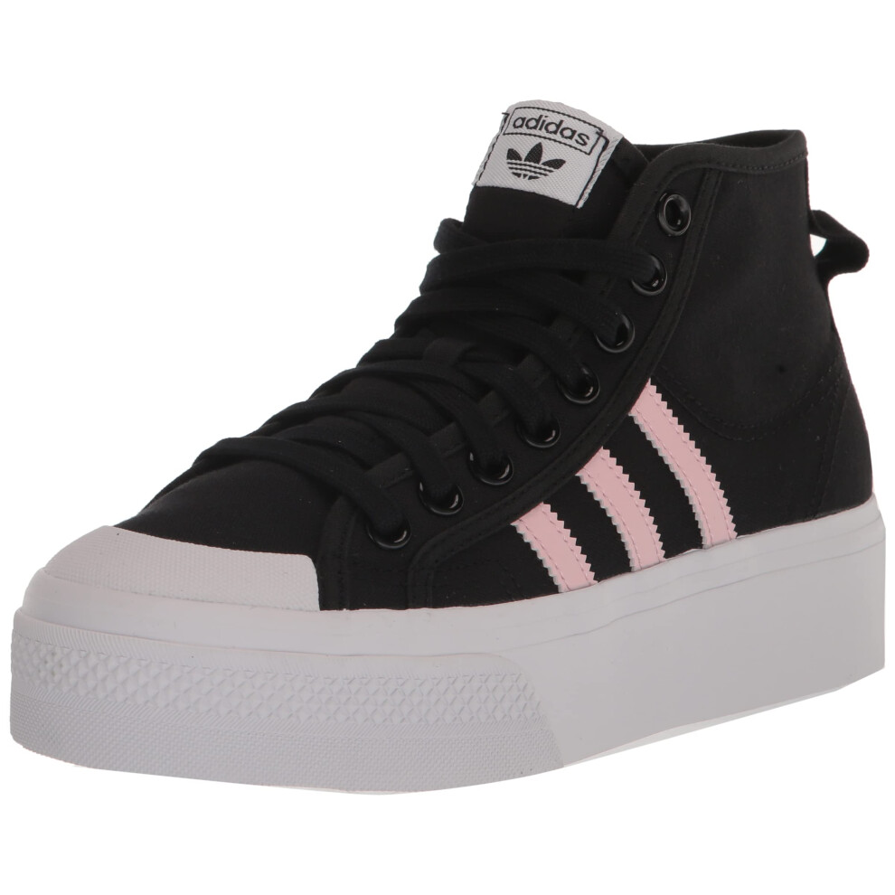 adidas Originals Nizza Platform Mid Sneaker  Black/Clear Pink/White  7