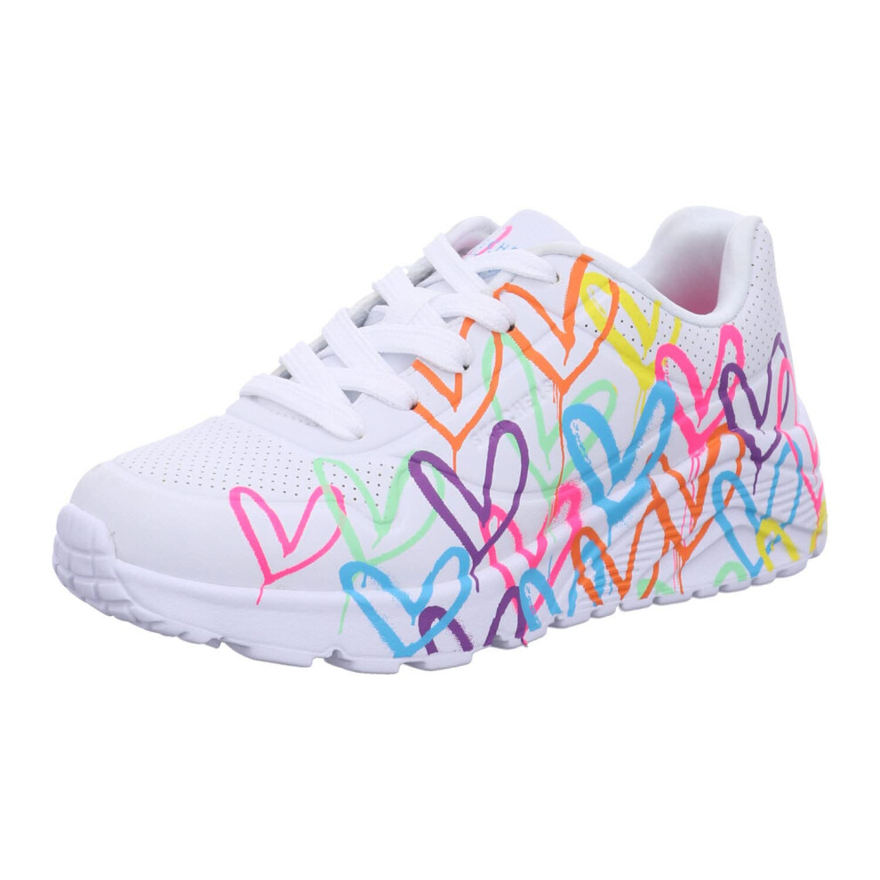 Skechers Kids Girls Street Uno Lite-Spread The Love Sneaker  White/Min