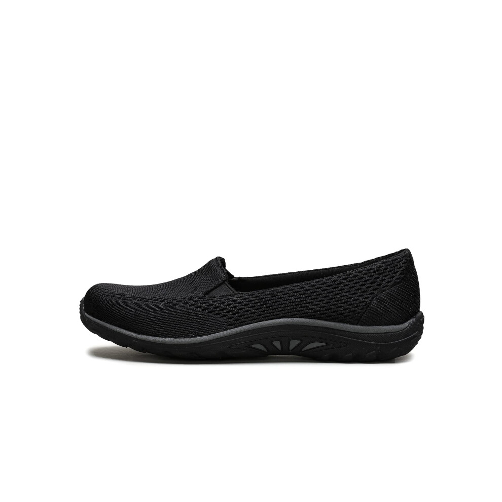 Skechers Women's Reggae Fest-Willows Loafer Flat  Black  7.5 Wide