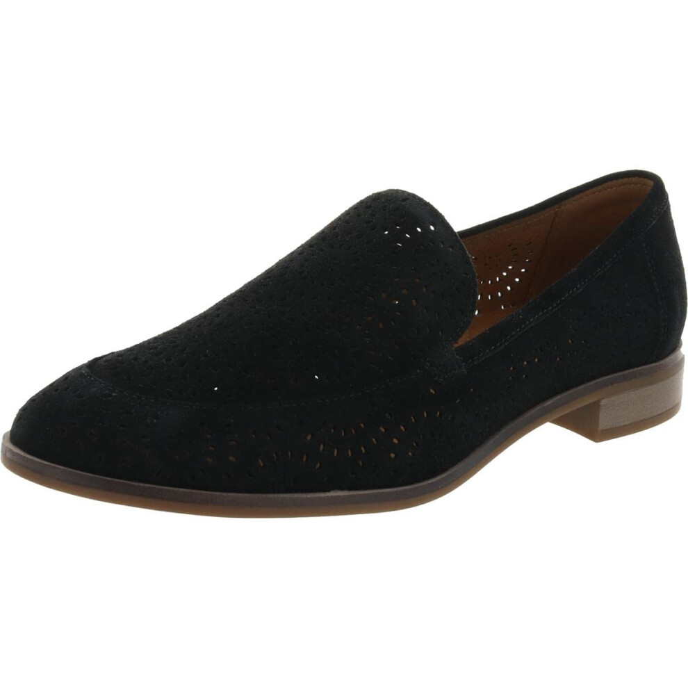 Clarks womens Trish Calla Loafer  Black Suede  6 Wide US