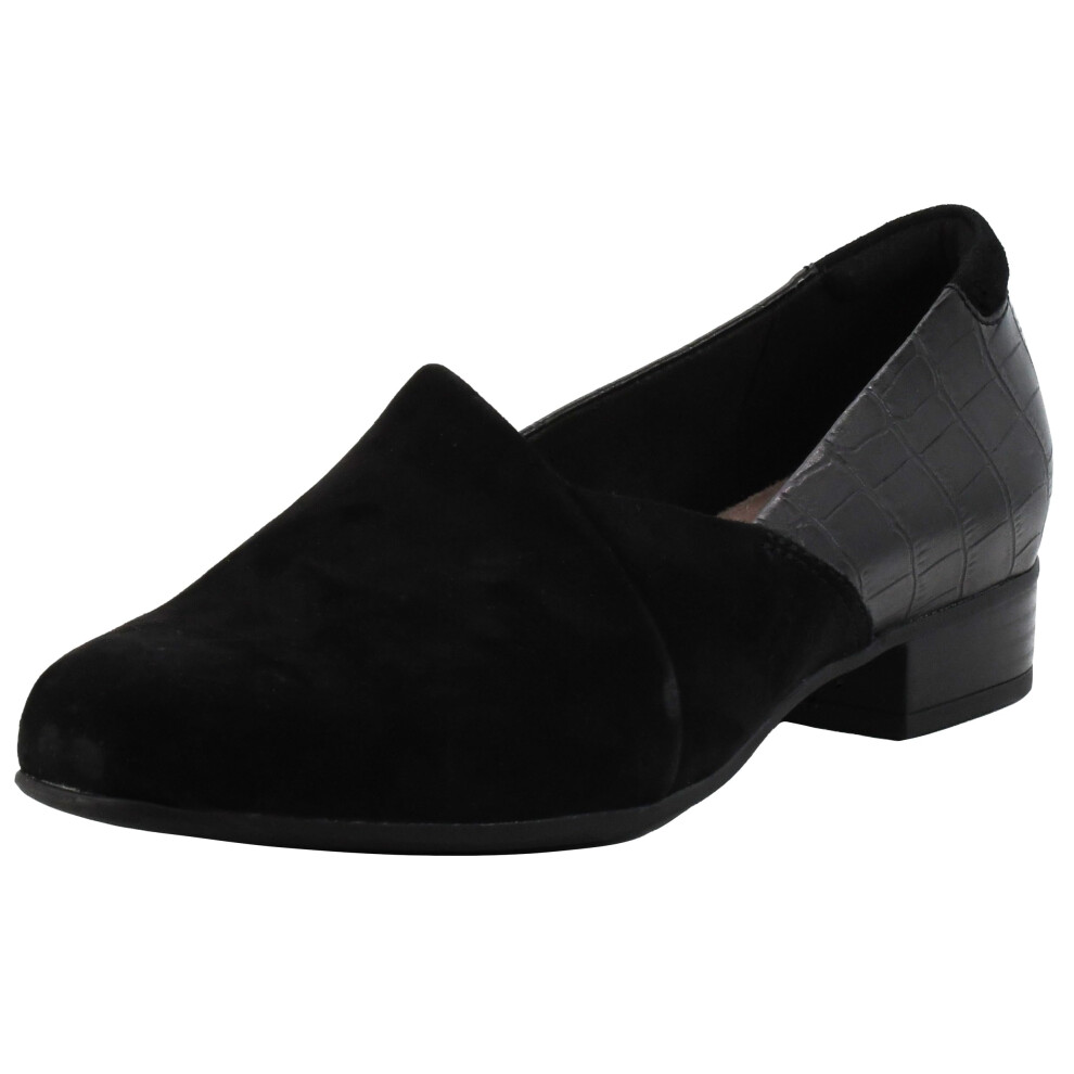 Clarks Women's Juliet Palm Loafer  Black Suede  7.5 Wide