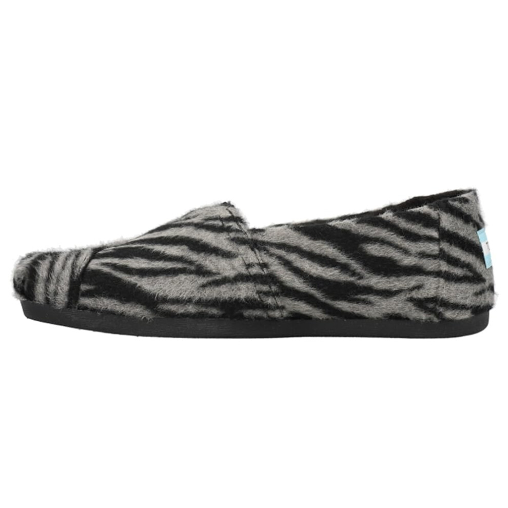 TOMS Womens Alpargata Fuzzy Zebra Slip On Flats Casual - Black - Size