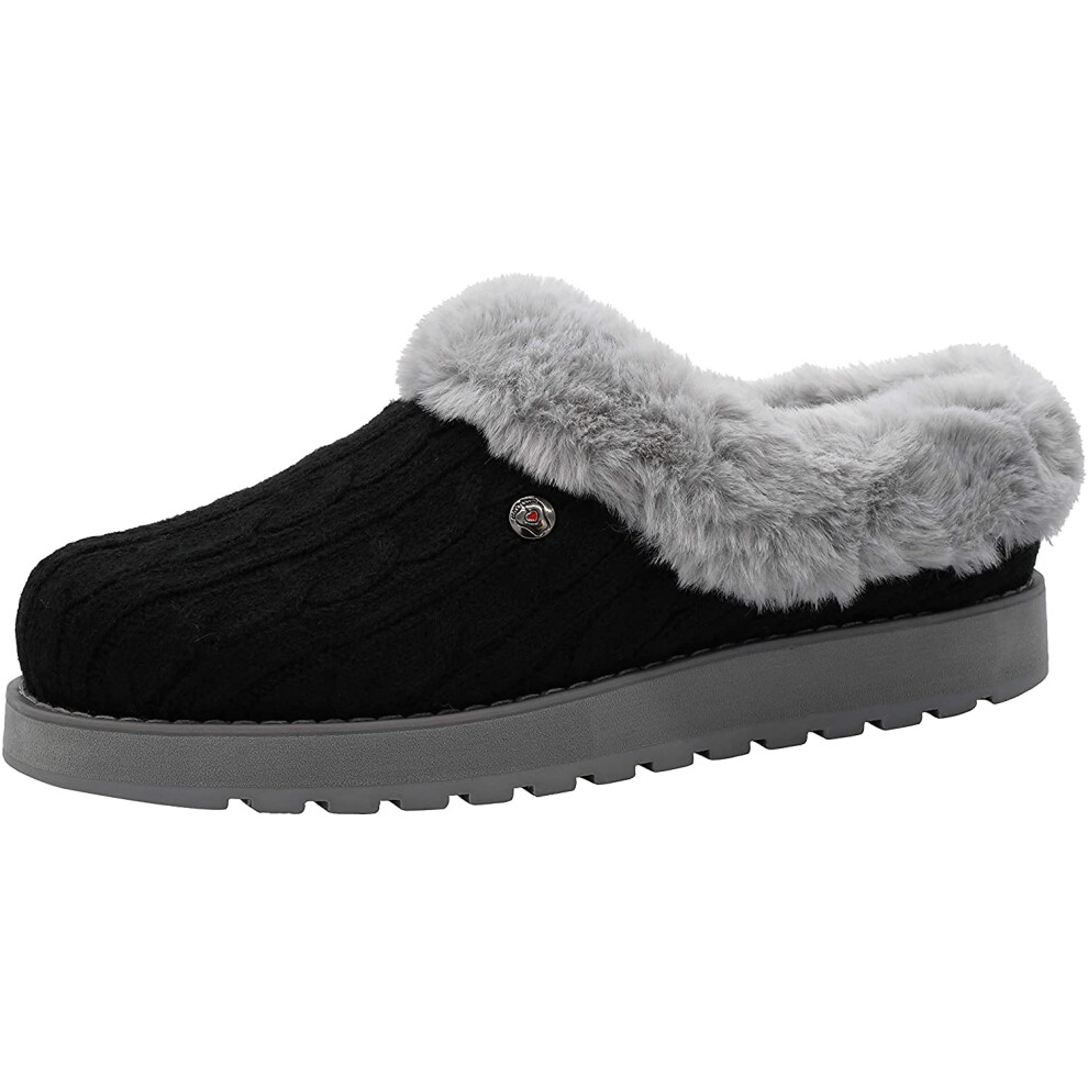 Skechers BOBS from Women's Keepsakes Ice Angel Slipper  Black/Grey  6