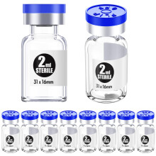 Ks-Tek Sterile Empty Vials with Self Healing Injection Port with Aluminum Plastic Cap Sterile Package 2ml Clear 10