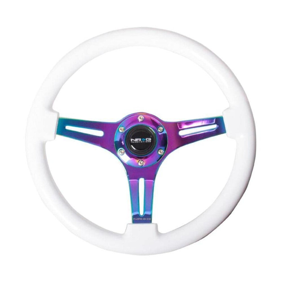 Nrg Innovations St-015Mc-Wt Classic Wood Wheel (350Mm 3 Neochrome Spokes - Paint Grip) Grain/White 780305582493