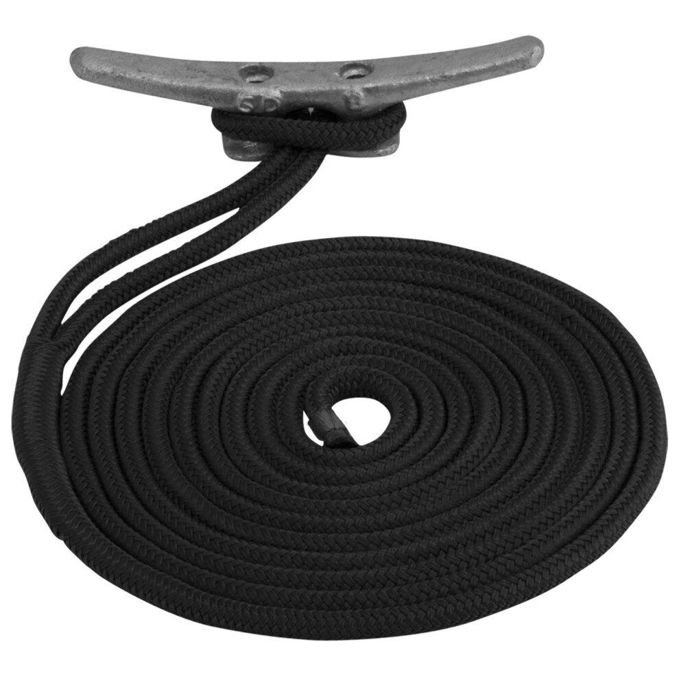 Sea Dog Double Braided Nylon Dock Line 1/2"" X 20' Black 035514302388
