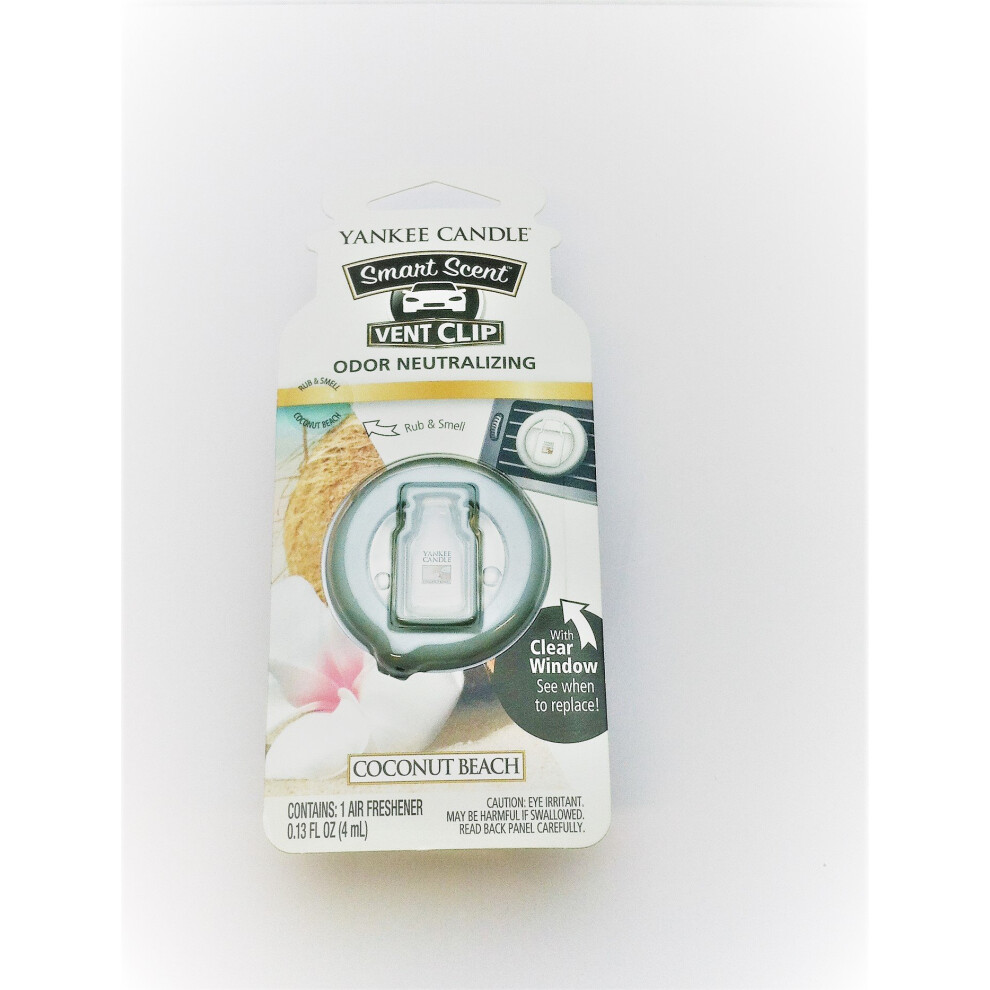 Yankee Candle Coconut Beach Smart Scent Car Vent Clip Air Freshener  F