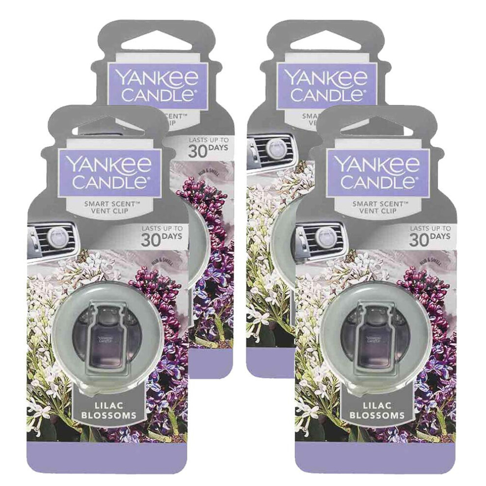 Yankee Candle Car Freshener Smart-Scent Vent Clips  4-PACK (Lilac Blos