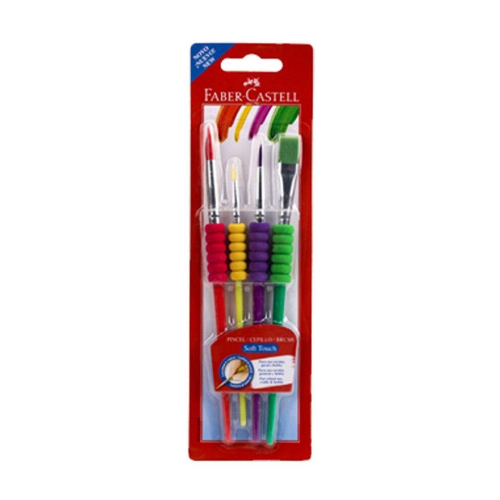 Faber-Castell Soft Grip Paint Brush Set - Kids Paint Brushes - 4 Assor