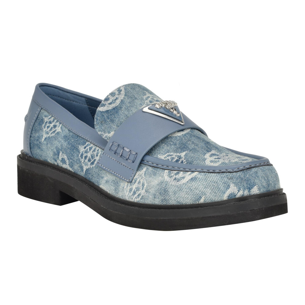 GUESS Women's SHATHA Loafer  Blue Denim  8.5