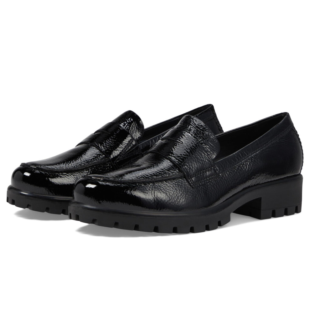 ECCO Women's MODTRAY Penny Loafer  Black Patent  6-6.5