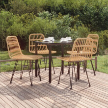 vidaXL 5-tlg. Garten-Essgruppe Poly Rattan